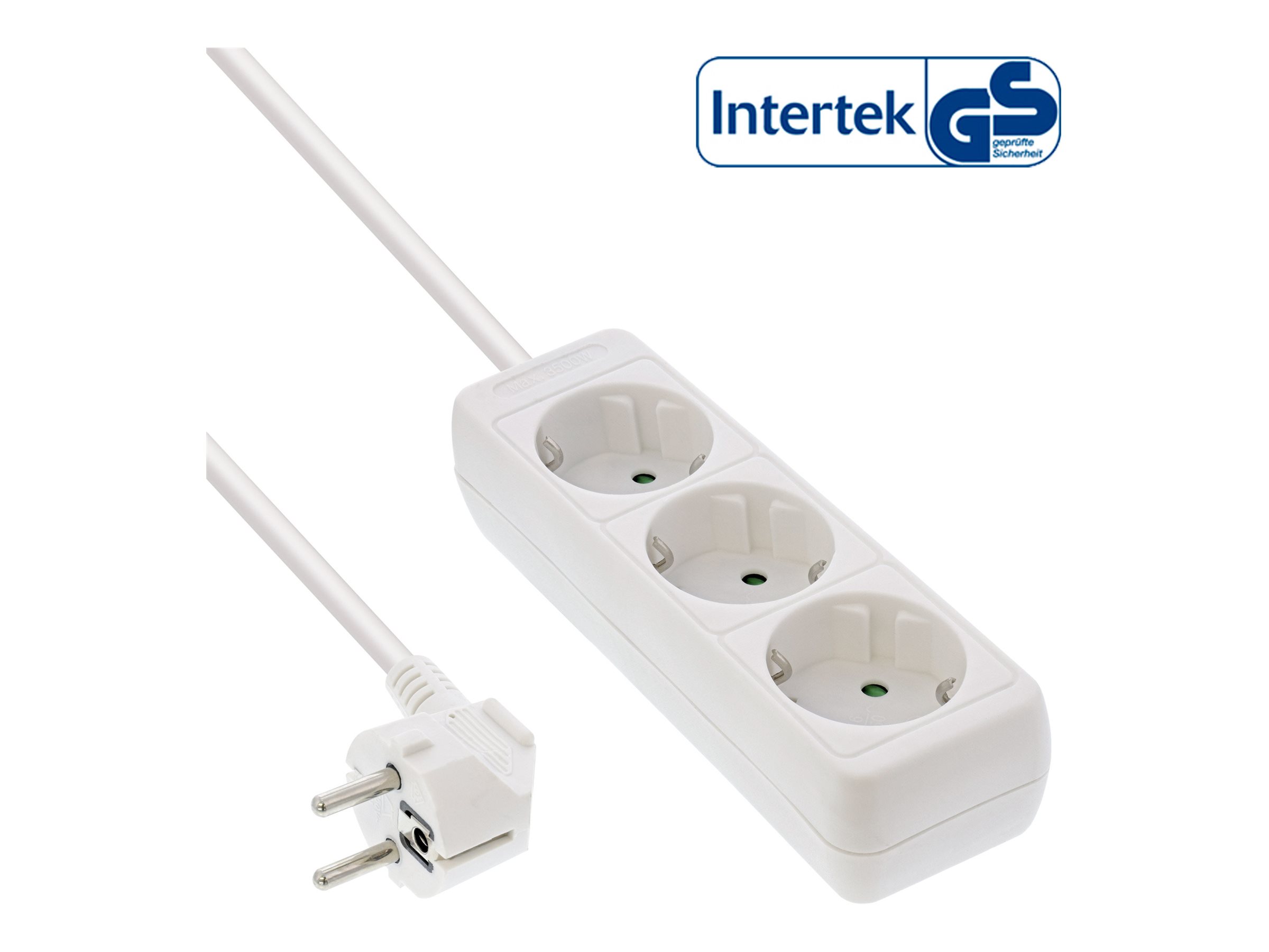 InLine Steckdosenleiste, 3-fach Schutzkontakt, 5 m, Weiß