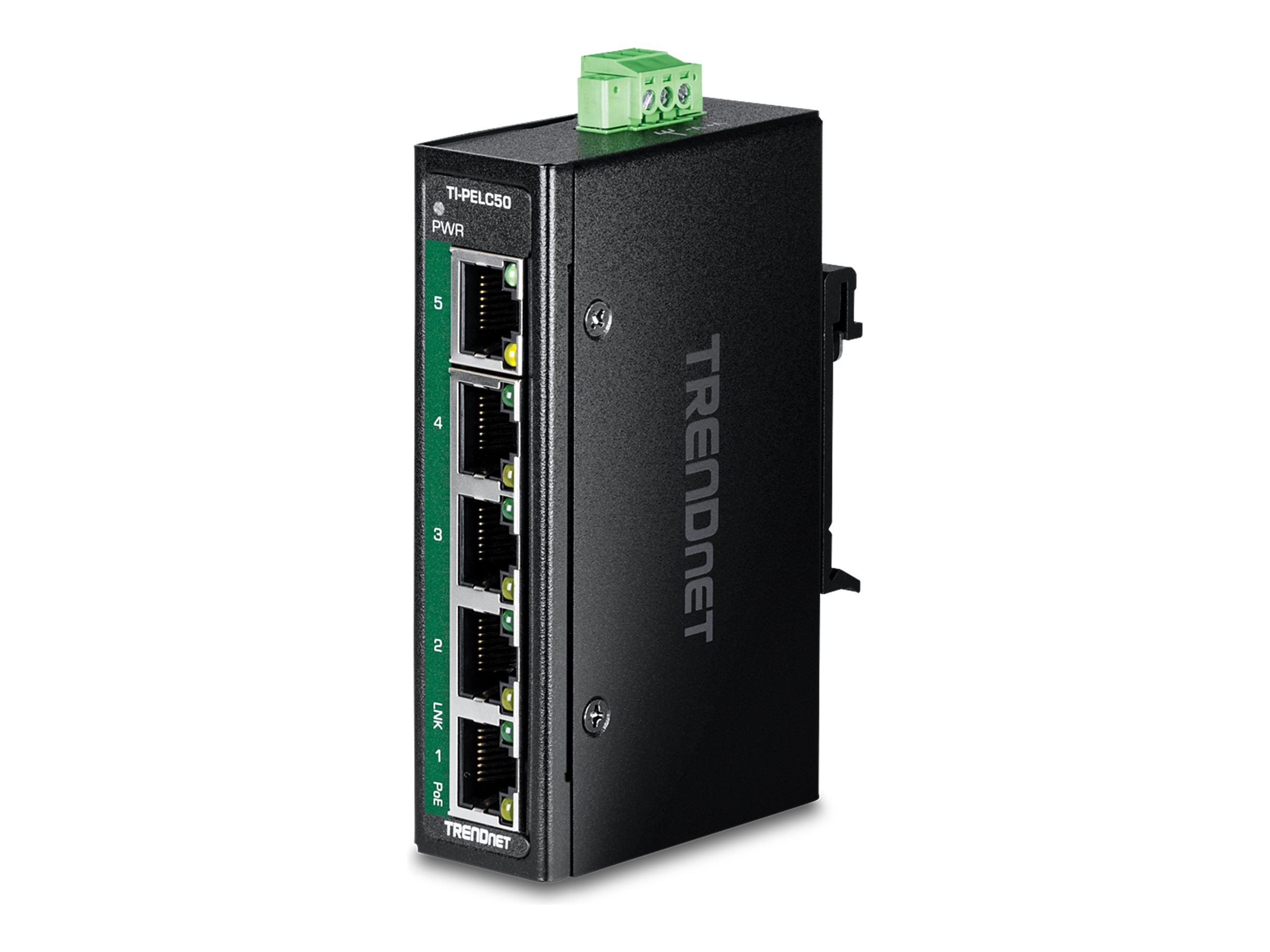 TRENDnet TI-PELC50 5-Port Industrial Fast Ethernet Switch PoE+ Schwarz