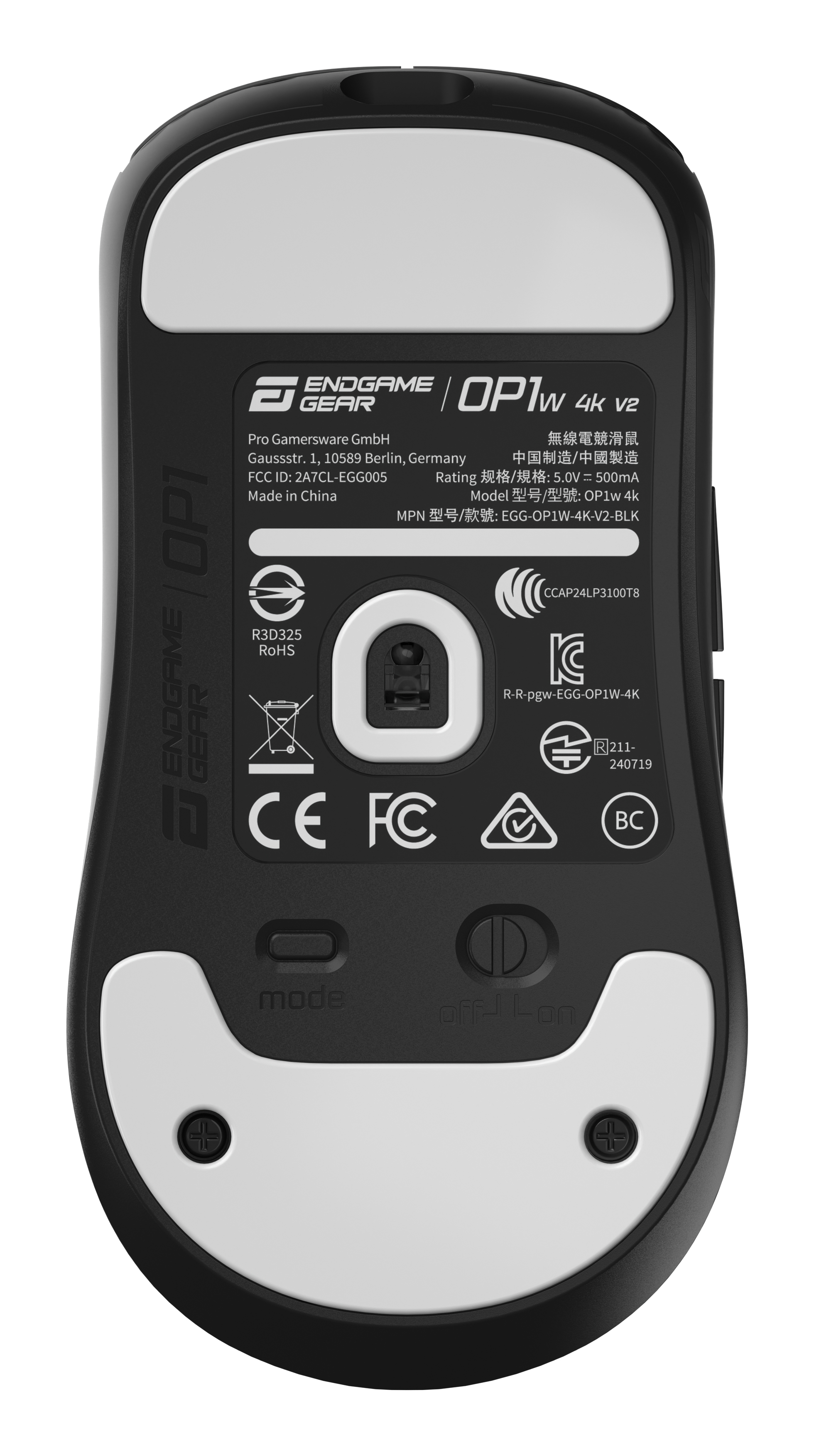 Endgame Gear OP1w 4k v2 Wireless Gaming-Maus, 30.000 DPI, 4.000Hz, Schwarz