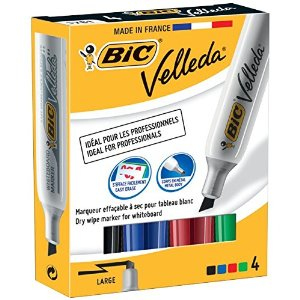 BIC VELLEDA 1781 Whiteboard-Marker Meißelspitze 4 Stück Schwarz Blau Grün Rot