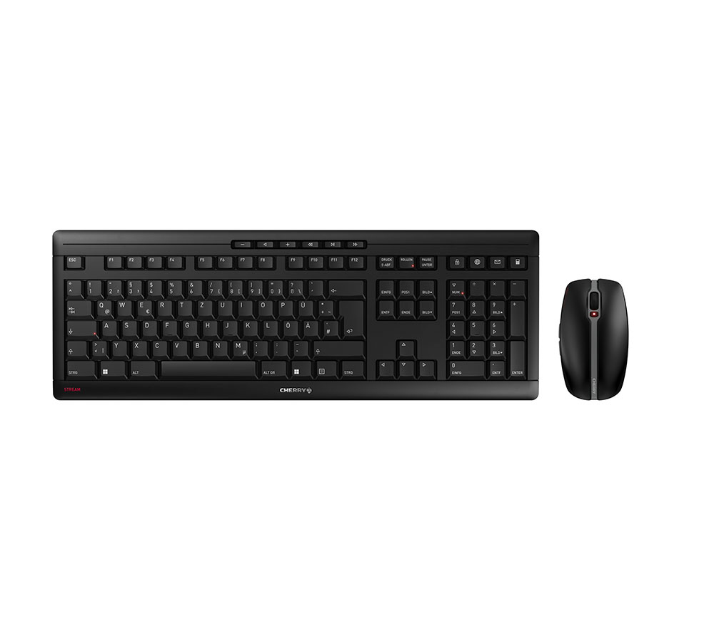 CHERRY STREAM DESKTOP RECHARGE Tastatur-und-Maus-Set 2.4 GHz QWERTZ Schwarz