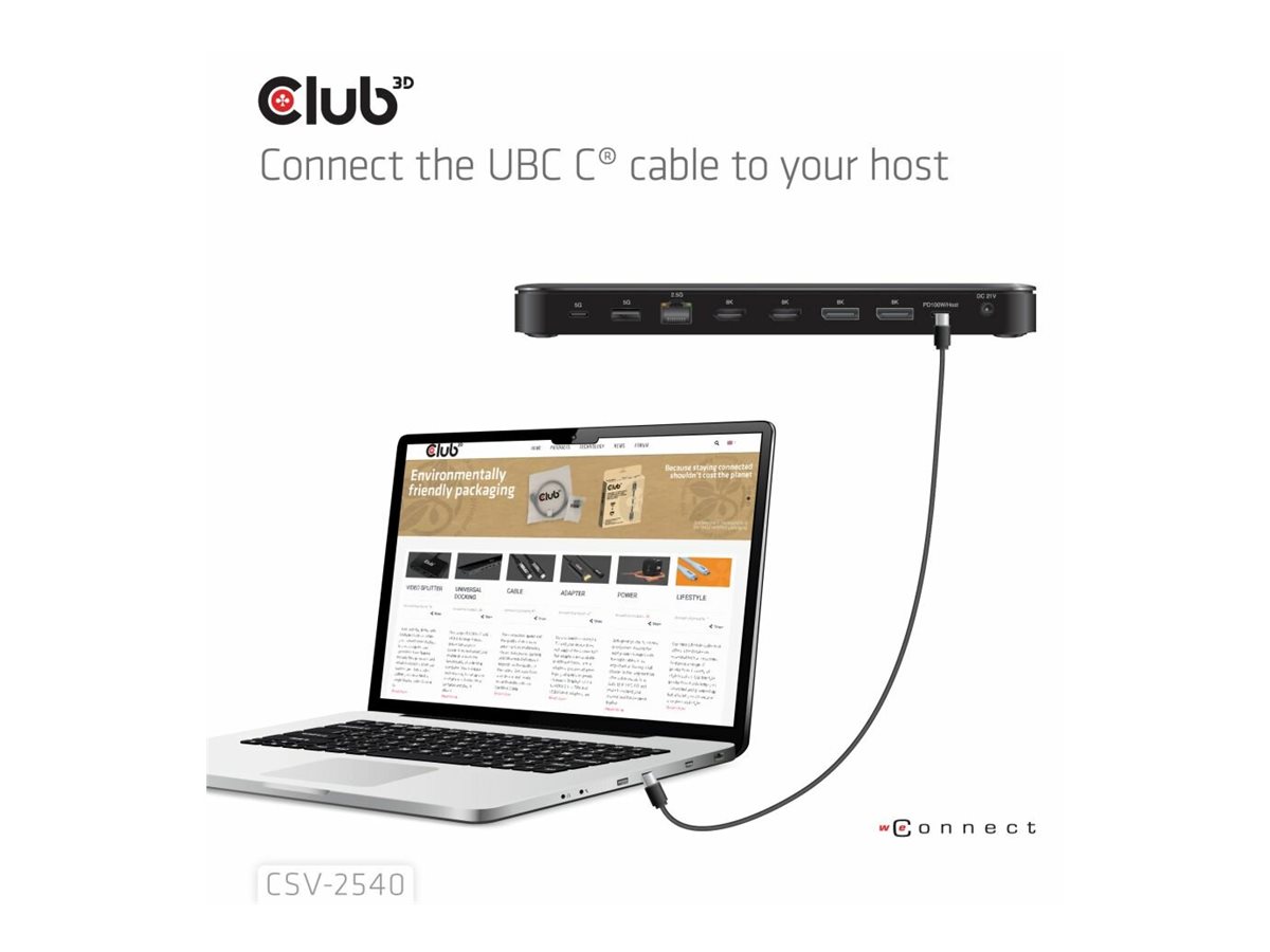 Club 3D CSV-2540 Dockingstation USB-C 4K60Hz PD 100W Schwarz