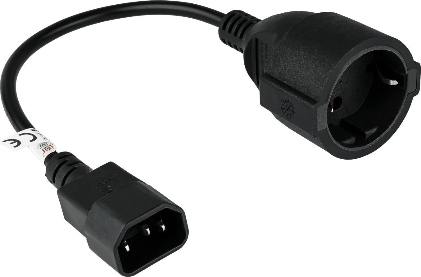 Kabelmeister SK1402-S002 Stromkabel 0,15 m IEC C14 auf Schutzkontakt Typ F Schwarz