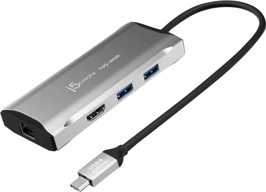 j5create JCD392-N 4K60 Elite USB-C Travel Dock, USB-C, 100 W PD, 10 Gbps, HDMI 4K@60Hz, Space Grey