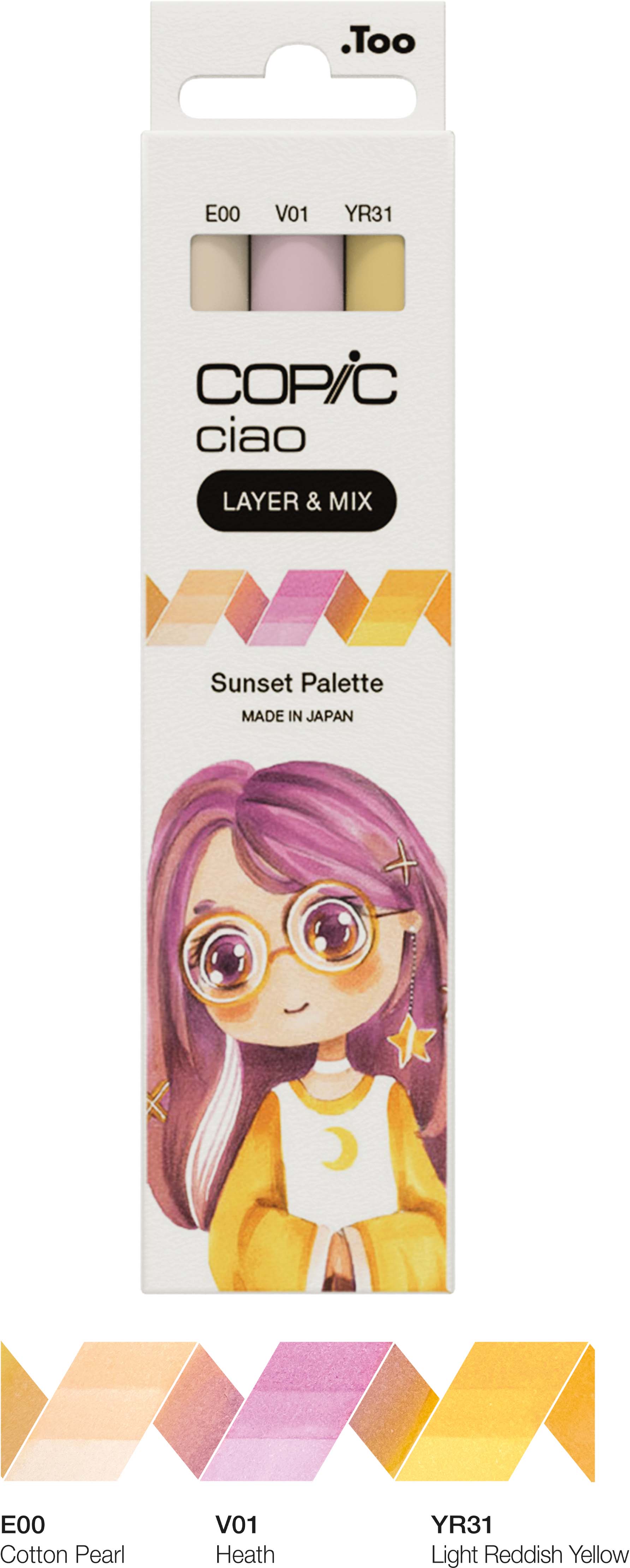 Copic Ciao LAYER &amp; MIX Sunset Palette Layoutmarker-Set, 1,0 + 6,0 mm, 3 St., Beige/Pink/Gelb