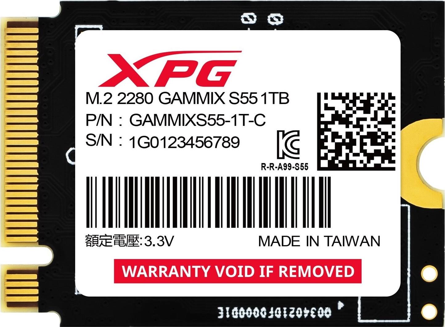 ADATA SSD GAMMIX S55 1TB Gen 4x4 2230 (SGAMMIXS55-1T-C)
