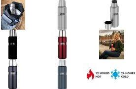 THERMOS Isolierflasche STAINLESS KING, 0,47 Liter, schwarz doppelwandiger Edelstahl mit Vakuumisolierung, - 1 Stück (4003.233.047)