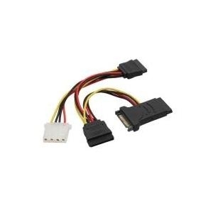 InLine® SATA Stromadapterkabel, SATA St/Bu an 2x SATA St + 5,25 St (29682)