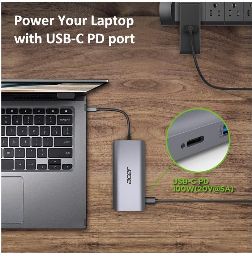 Acer 12-In-1 Type-C Adapter Dockingstation Silber