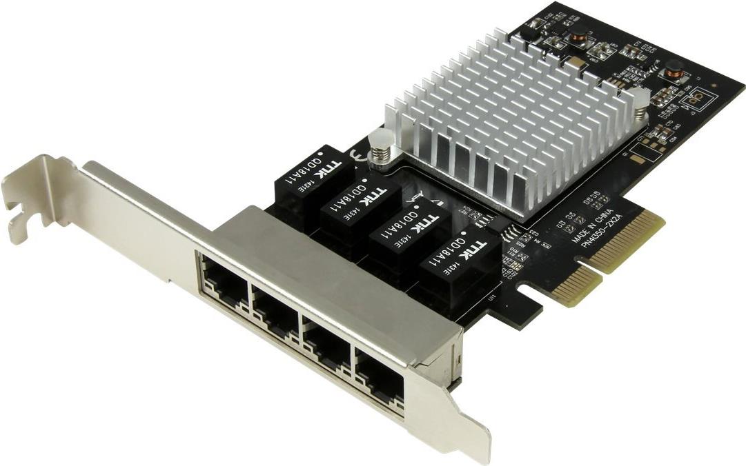 StarTech.com 4-Port PCIe Gigabit Ethernet Netzwerkkarte mit Intel I350, PCIe x4, Schwarz