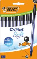 BIC Kugelschreiber Cristal Soft transparent, Schreibfarbe: schwarz, 10 St. (516358)