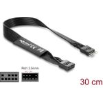 Delock HD Audio Flachbandkabel Mainboard Verlängerungskabel 9 Pin Pfostenstecker zu Pfostenbuchse 30 cm schwarz (86052)