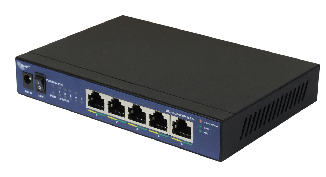 ALLNET ALL-SG8005P-2.5G Unmanaged Switch 5x 2.5GbE PoE Schwarz