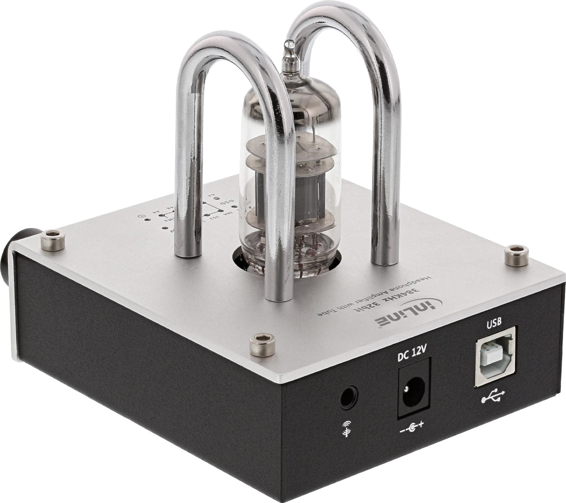InLine AmpUSB DAC-Kopfhörerverstärker HiRes Audio DSD 384 kHz/32-Bit Schwarz, Silber