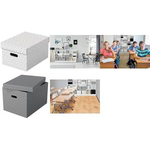 Esselte Aufbewahrungsbox Home L, 3er Set, weiß 100% recyclete Wellpappe, mit abnehmbarem Deckel, mit - 1 Stück (628286)
