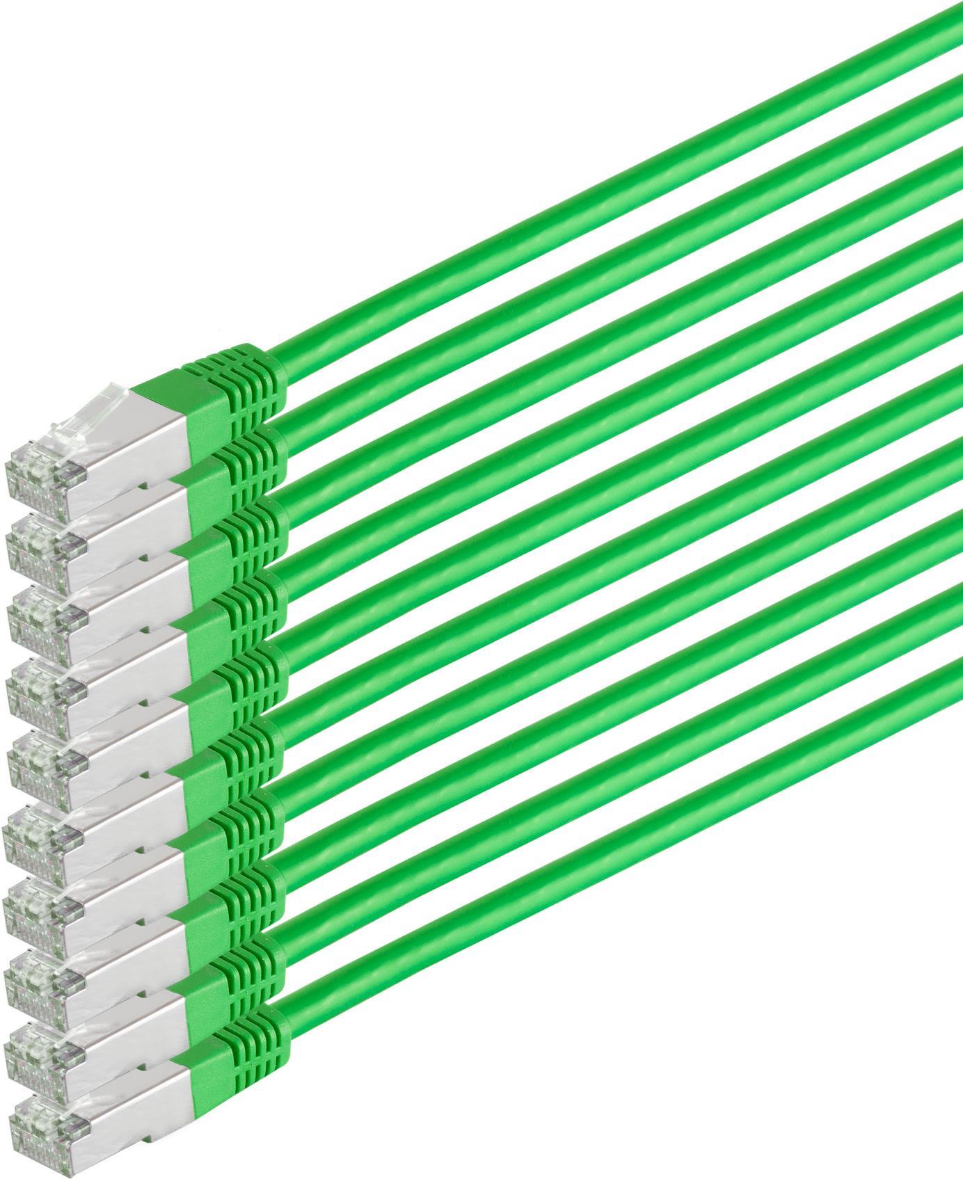 S/CONN maximum connectivity Netzwerkkabel-Patchkabel, cat 6, S/FTP, PIMF, Halogenfrei, VE10, grün, 0,5m (75711-H0.5G-SET10)