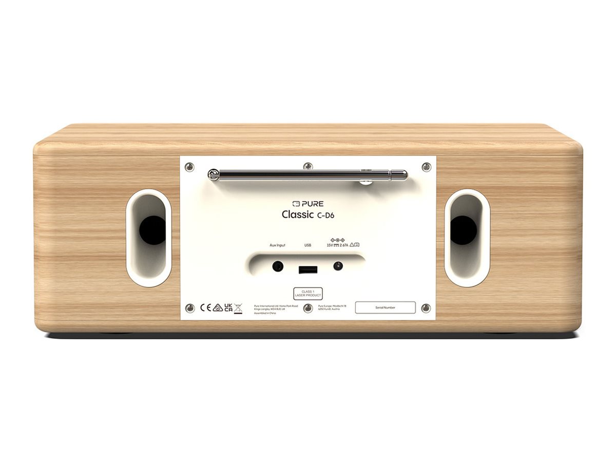 Pure Classic C-D6 Audiosystem 30 Watt Bluetooth DAB+ Cotton White, Oak