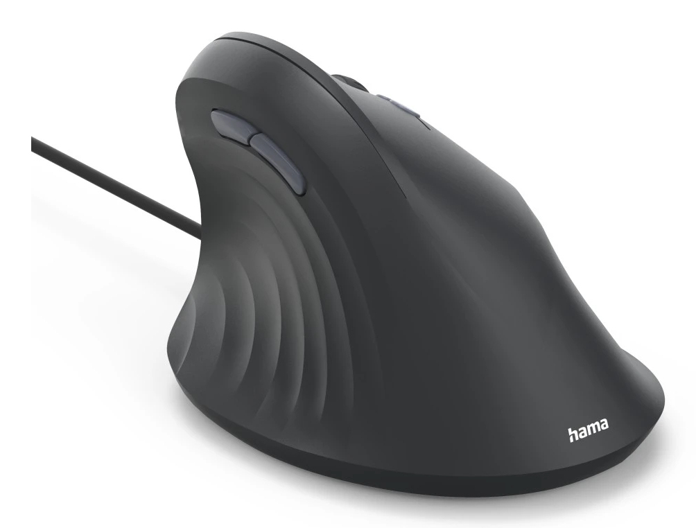 Hama ECM-500R Ergonomische Vertikalmaus Kabelgebunden USB-A 1800 DPI 7 Tasten Schwarz