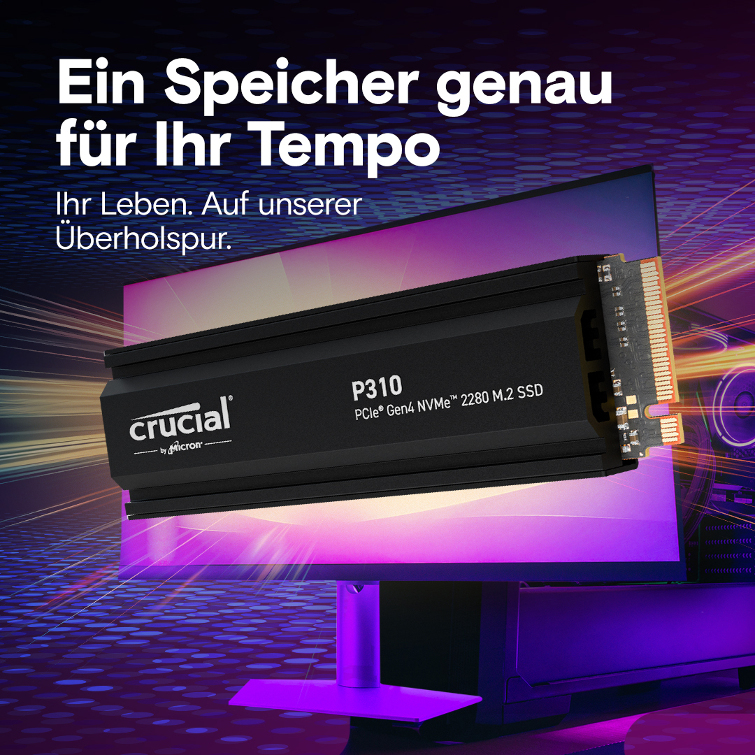 Crucial P310 SSD 2 TB M.2 2280 PCIe 4.0 x4 NVMe mit Kühlkörper
