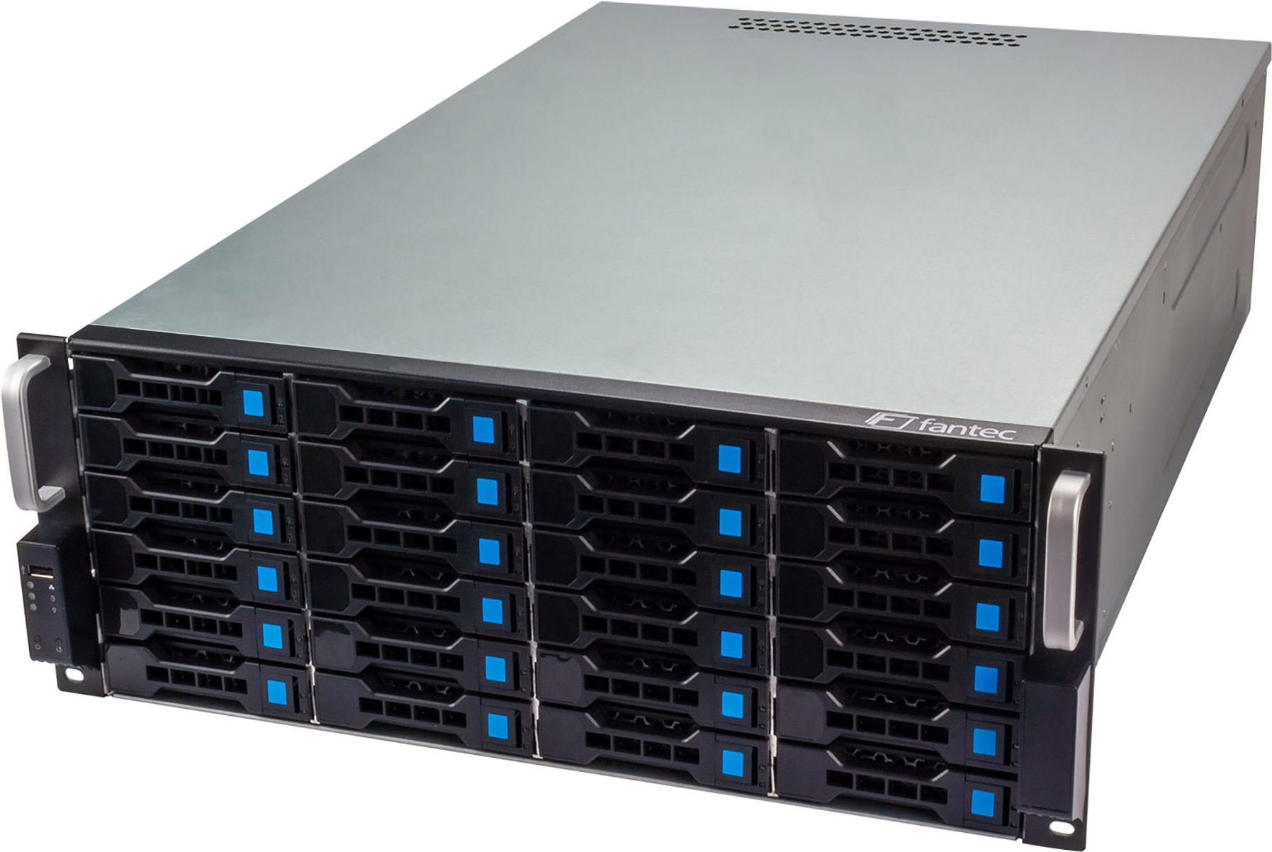 Fantec SRC-4240X07-12G 4U Festplattengehäuse 24x SAS/SATA Hot-Swap USB 2.0 Schwarz, Silber
