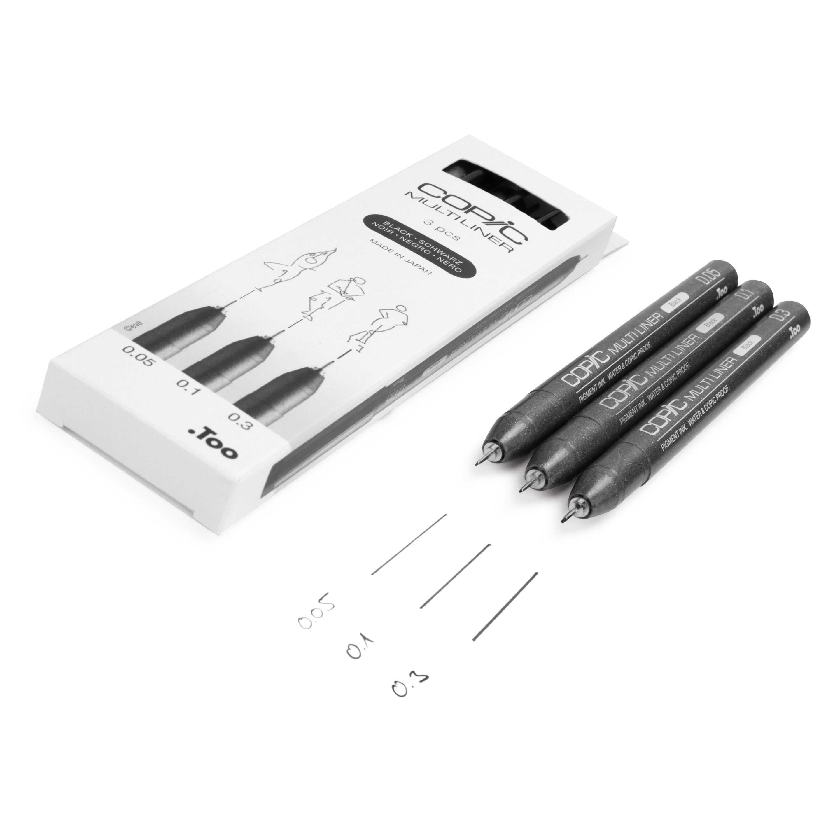 COPIC Multiliner Fineliner Set 0.05 + 0.1 + 0.3 mm 3 St. Schwarz