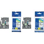 Brother Schriftband 2er Set Bandfarbe: Weiß Schriftfarbe:Schwarz 12 mm, 18 mm 8 m