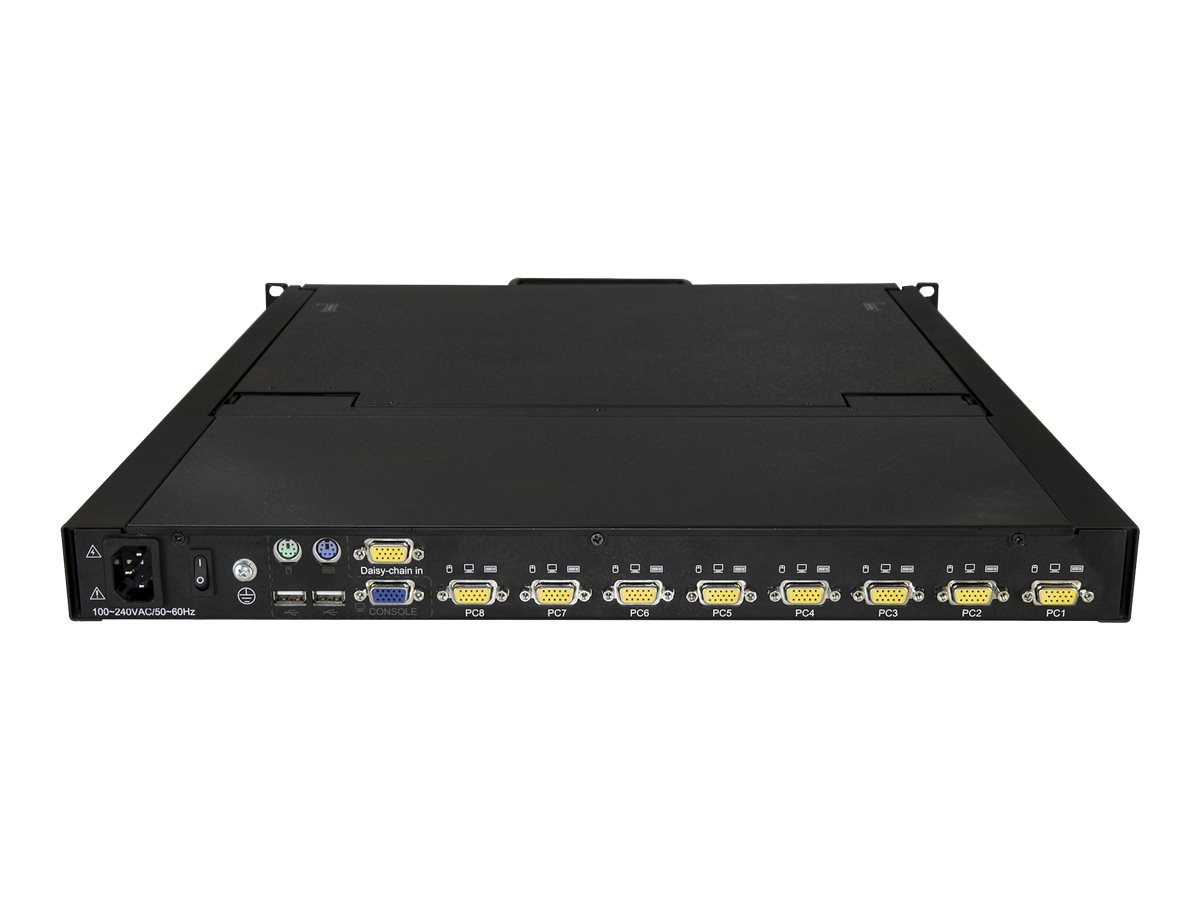 StarTech.com RKCONS1908K 19" KVM-Konsole mit 8-Port-KVM-Switch 1U Rack VGA Schwarz