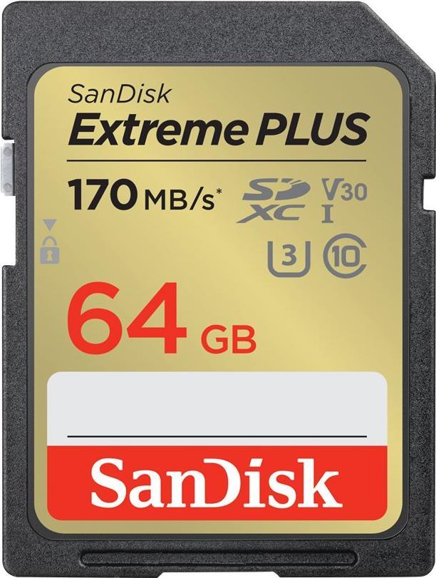 WESTERN DIGITAL EXTREME PLUS 64GB SDHC MEMORY CARD 170MB/S 80MB/S UHS-I CLASS (SDSDXW2-064G-GNCIN)