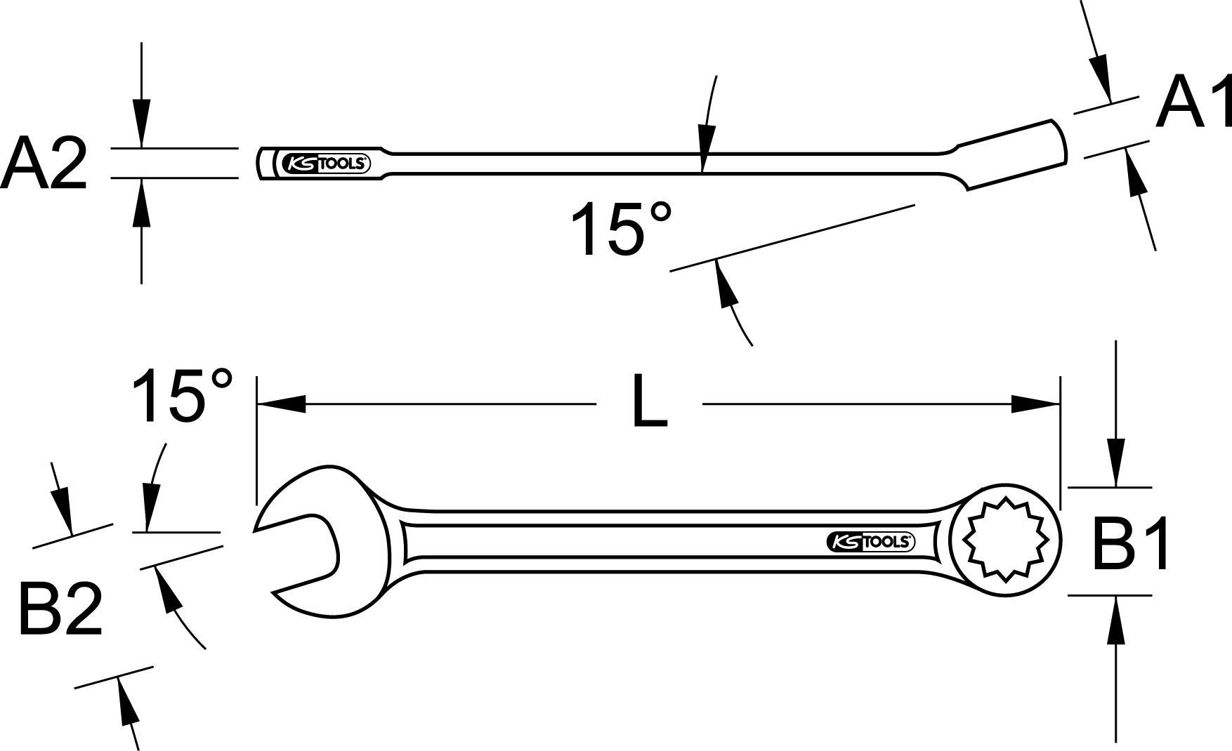 KS TOOLS CHROMEplus Ringmaulschlüssel, XL, 15mm (519.0655)