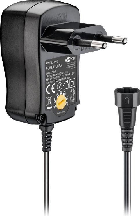 Goobay 3 V 12 V Universal-Netzteil, 0.6 A, Schwarz, 1.8 m 53995