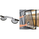 IWH Saugheber Aluminium, mit 2 Köpfen, Tragkraft: 80/100 kg Doppelsauger mit 2 Saugnäpfen und Schnell-Lösehebel, - 1 Stück (753428)