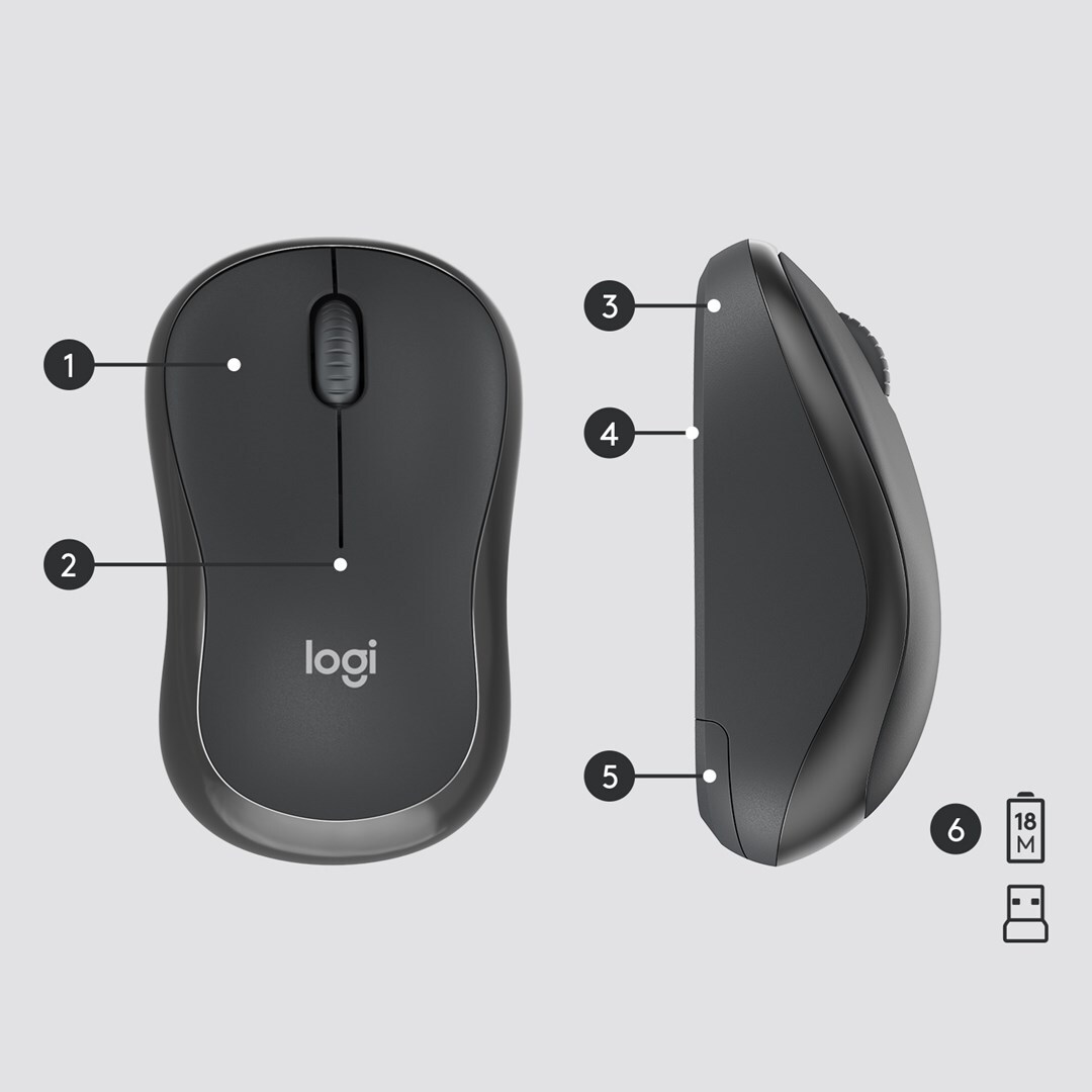Logitech MK295 Silent Kabelloses Tastatur- und Maus-Set 2,4 GHz US International Graphite