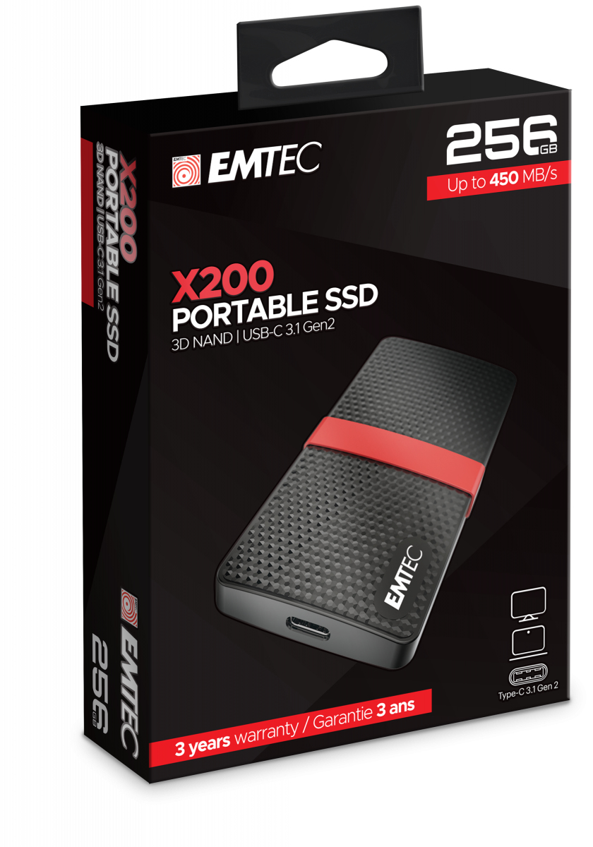 Emtec SSD Power Plus X200 Externe SSD 256 GB USB 3.2 Gen 1 Schwarz