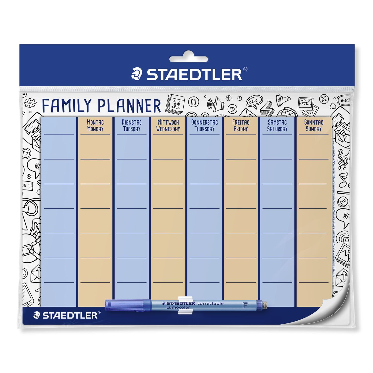 STAEDTLER Lumocolor Familienplaner-Set 641 FP A4 korrigierbar Kunststoff