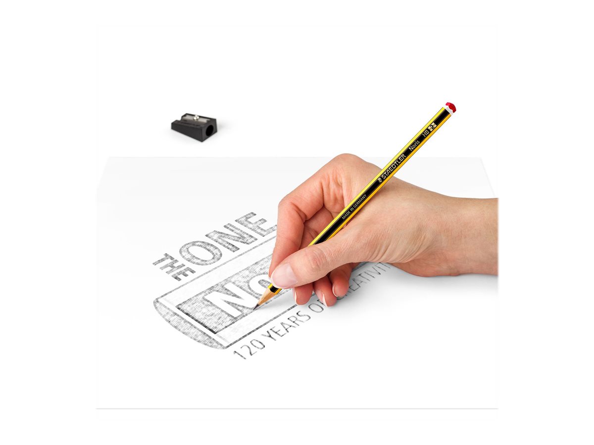 STAEDTLER Noris 120 Bleistift HB 12er Pack mit Radierer und Spitzer Schwarz/Gelb
