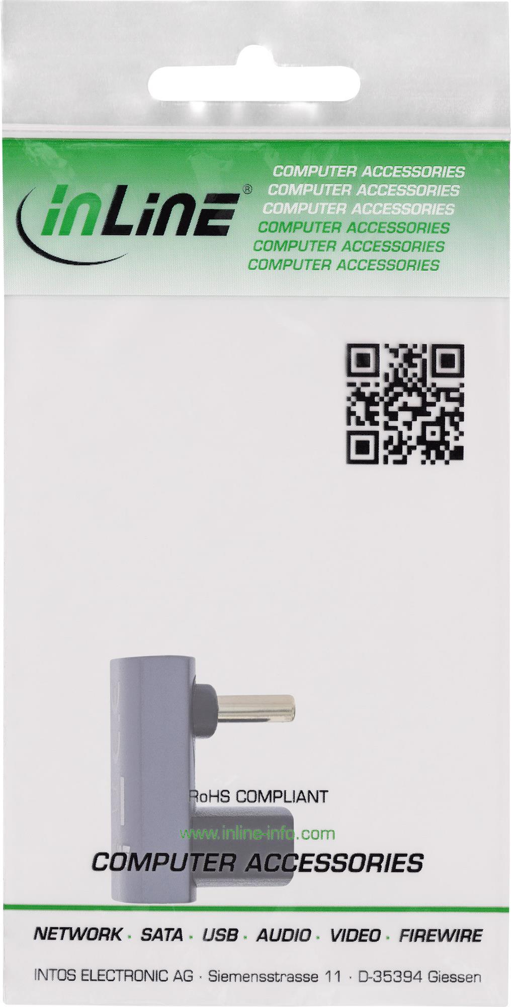 InLine USB4 Adapter USB-C Stecker/Buchse 180° Aluminium grau (35900J)