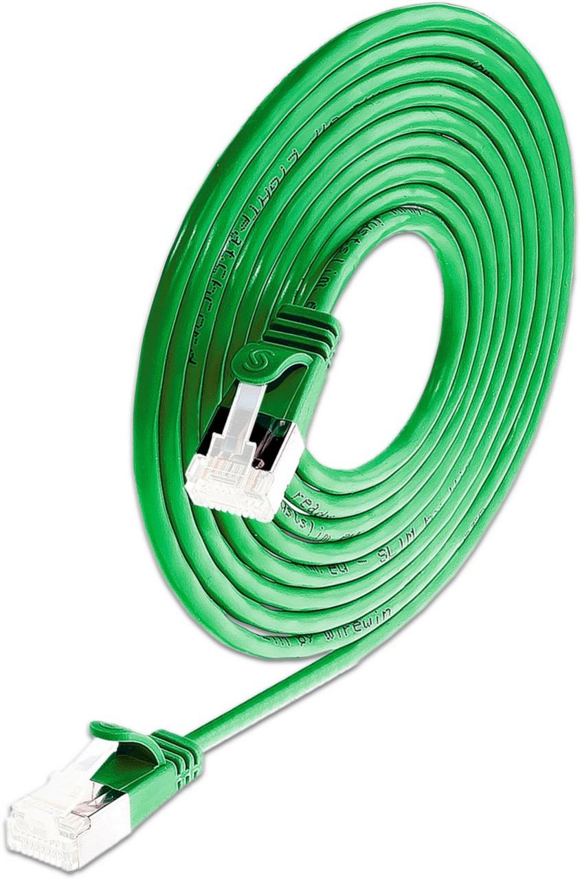Wirewin SLIM-LS-K6A 1.0 GN 90 CAT 6a Patchkabel 1 m U/FTP Grün
