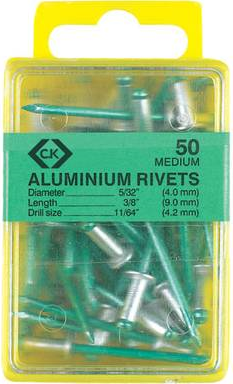 C.K. T3819A 412 Blindniete (Ø x L) 3.15 mm x 9 mm Aluminium Aluminium 50 St. (T3819A 412)