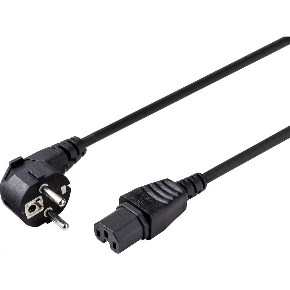 Sygonix Warmgeräte Anschlusskabel SY-5043444 CEE 7/4 auf IEC C15 2 m Schwarz