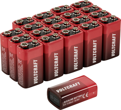 Voltcraft VC-16107985 9 V Block-Batterie Alkali-Mangan 550 mAh 9 20 St. (VC-16107985)