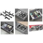 metaltex Schubladen-Organizer Multi-Fit PLUS, ABS, grau bestehend aus: 3 verstellbaren Längs- und je 5 linke/rechte - 1 Stück (363229000)