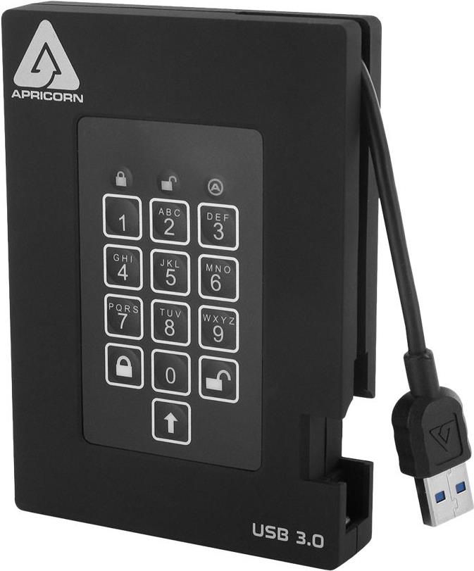Apricorn Aegis Padlock Fortress 2,5" Externe SSD 1 TB USB 3.0 256-bit AES-XTS FIPS 140-2 Level 2 Schwarz