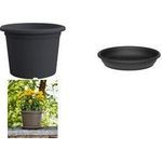 tera Pflanzgefäß "Basic Round", Durchm.: 500 mm, anthrazit aus recyceltem Kunststoff, robust und stabil, - 1 Stück (33001050005)
