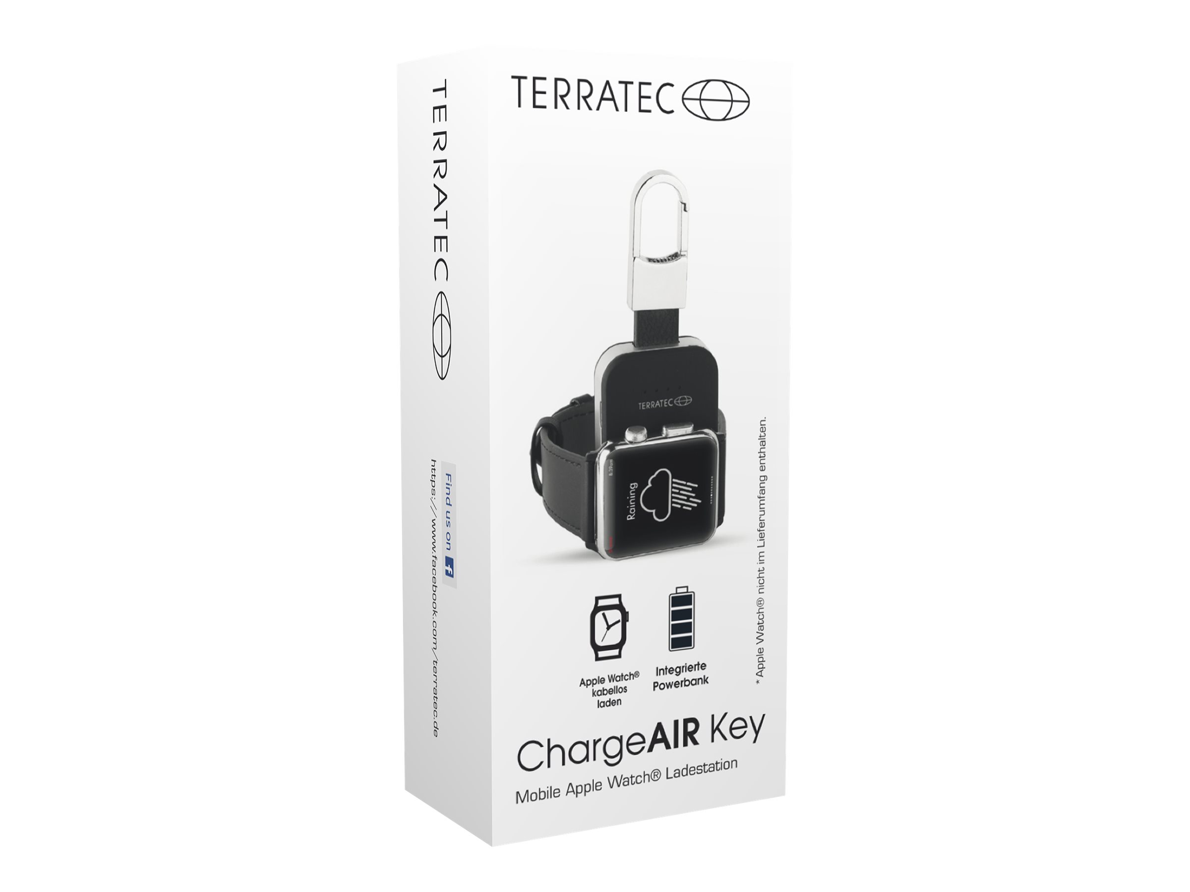 TerraTec Charge AIR Key Kabelloses Ladepad Powerbank für Apple Watch 950 mAh Schwarz, Silber