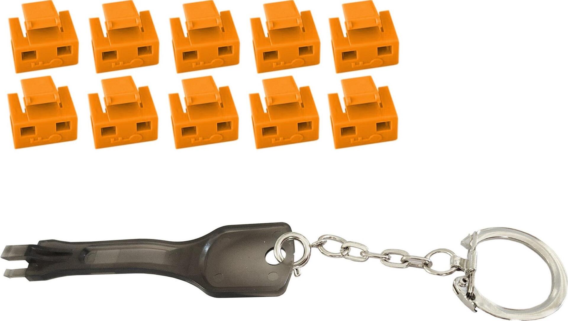 S/CONN maximum connectivity RJ45-Port Blocker mit Schlüssel (1x Schlüssel, 10x Schlösser), orange (08-01035)