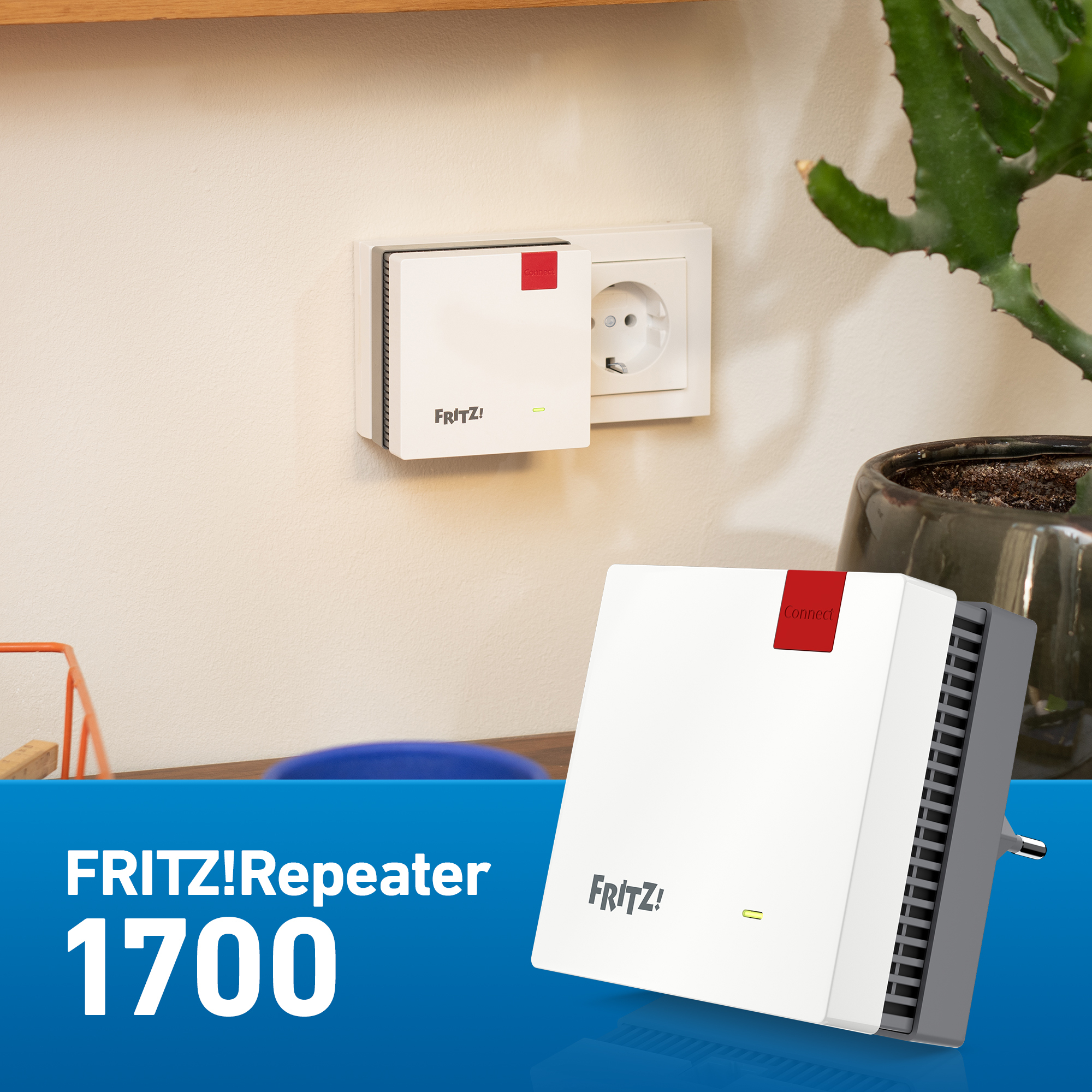 FRITZ! Repeater 1700 Wi-Fi 7 3568 Mbit/s Rot, Weiß
