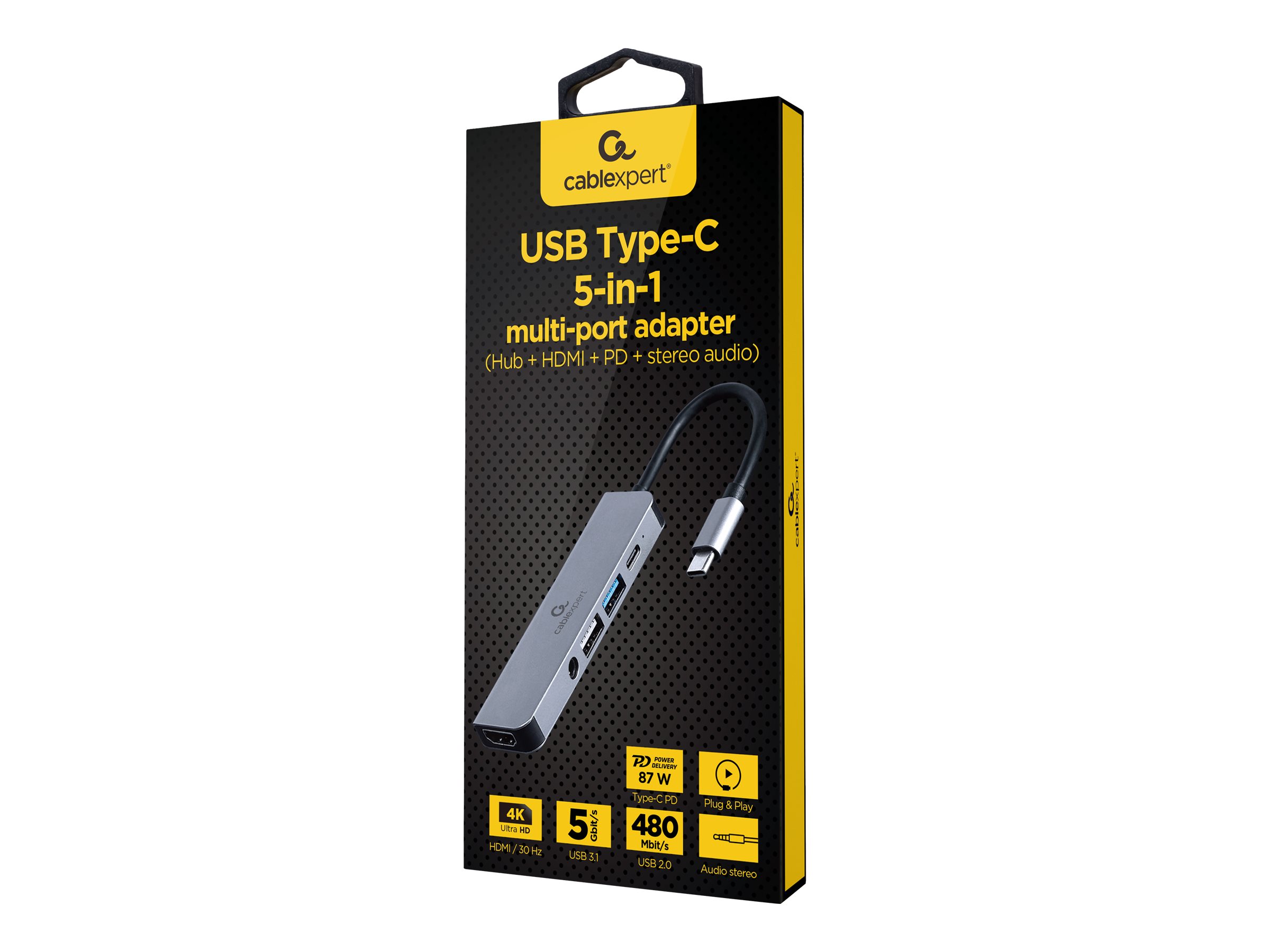 Gembird Cablexpert A-CM-COMBO5-02 Dockingstation USB-C 3.1 HDMI Silber