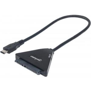MANHATTAN USB-C 3.1 auf SATA-Adapter USB 3.1 Gen 2 Typ C-Stecker auf SATA 2.5"/3.5"-Adapter, schwarz (152433)