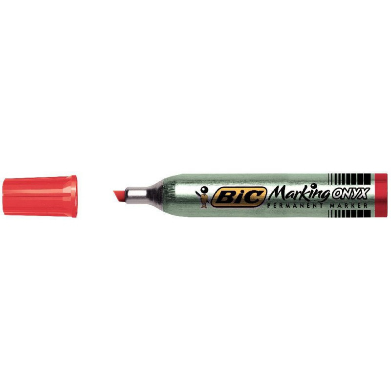 BIC Marking Onyx 1591 Permanentmarker Keilspitze 3,5–5,5 mm Metall 12 Stück Rot