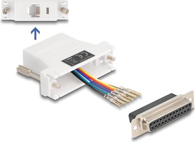 Delock D-Sub 25 Pin Buchse zu RJ12 Montagesatz weiß (67098)